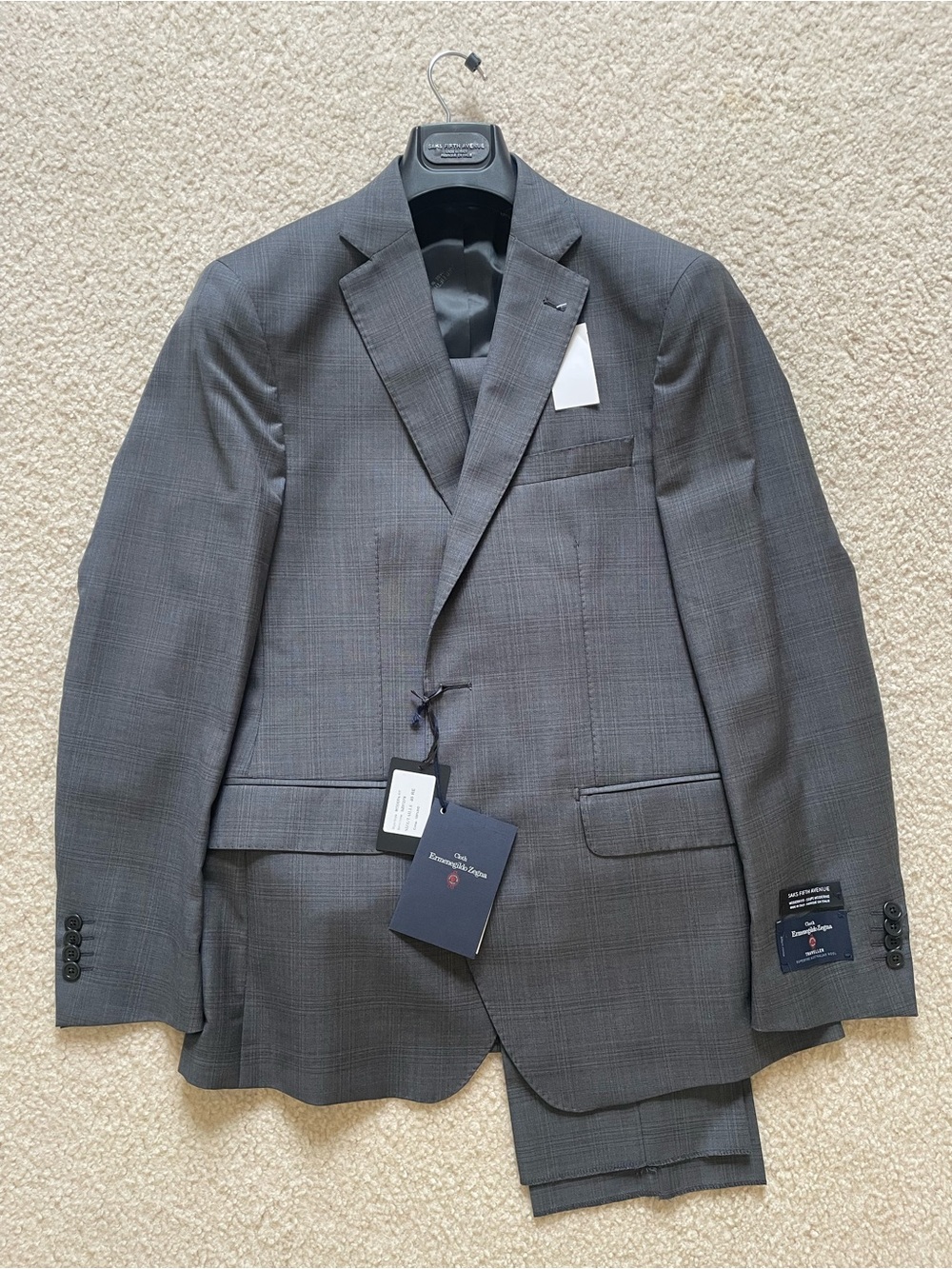 Ermenegildo Zegna Charcoal Gray Windowpane Wool Suit